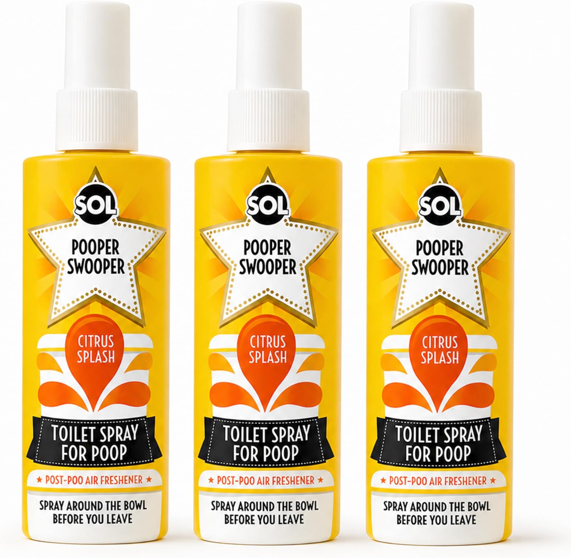 SOL 3pk Toilet Spray for Poop - Citrus Splash Poo Spray for Toilet 60ml