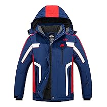 Wantdo Giacca da Sci Impermeabile Sport Outdoor Parka da Snowboard Antivento Cappotto da Neve con Cappuccio Giubbotto da Escursionismo Uomo Blu Scuro M