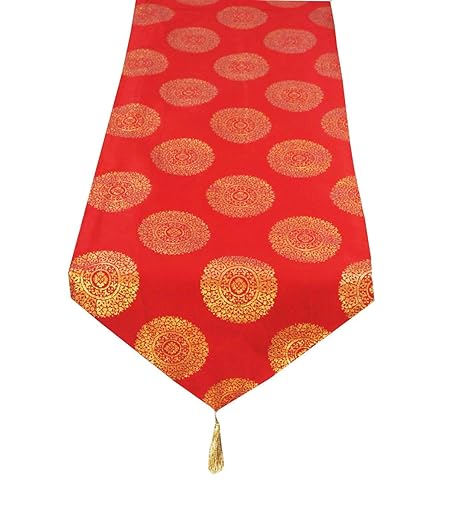 PINK PARROT Dopian silk red colour Table runner 12x70 inch 1 pc