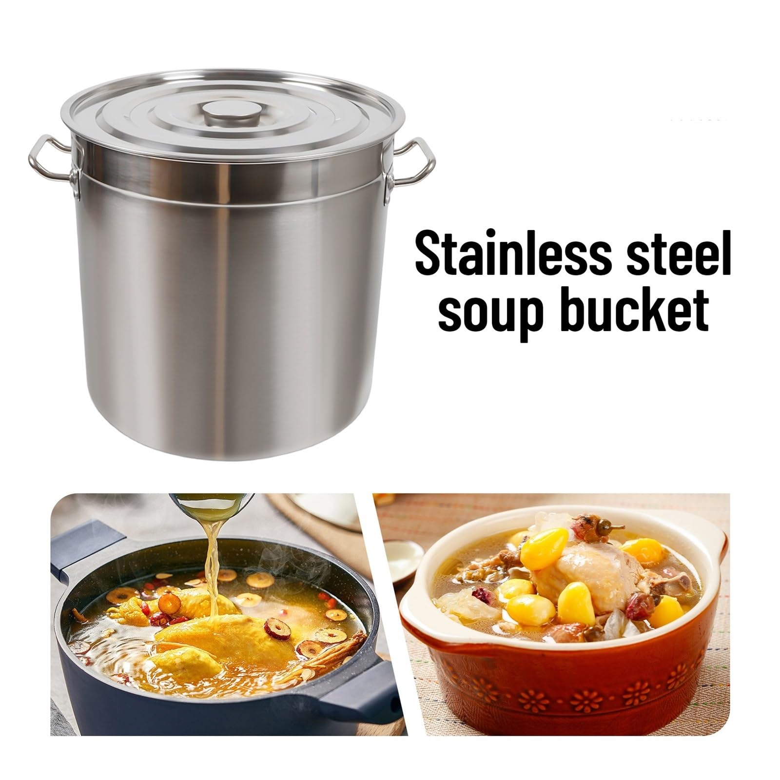 Pentola Zuppa Acciaio Inox 35 Litri - Grande Pentola Da Campeggio E Cucina Pentola Grande Campeggio