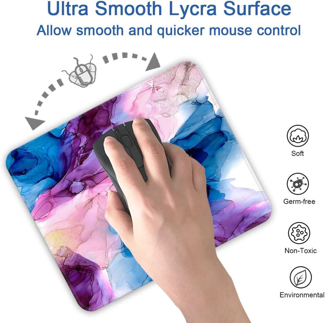 DOOKE Gaming Mouse Pad, Cute Rectangle Mouse Mat with Anti Slip Rubber Water-Resistant Surface for Desktops, Computers, Ideal for Work or Gaming,Ink