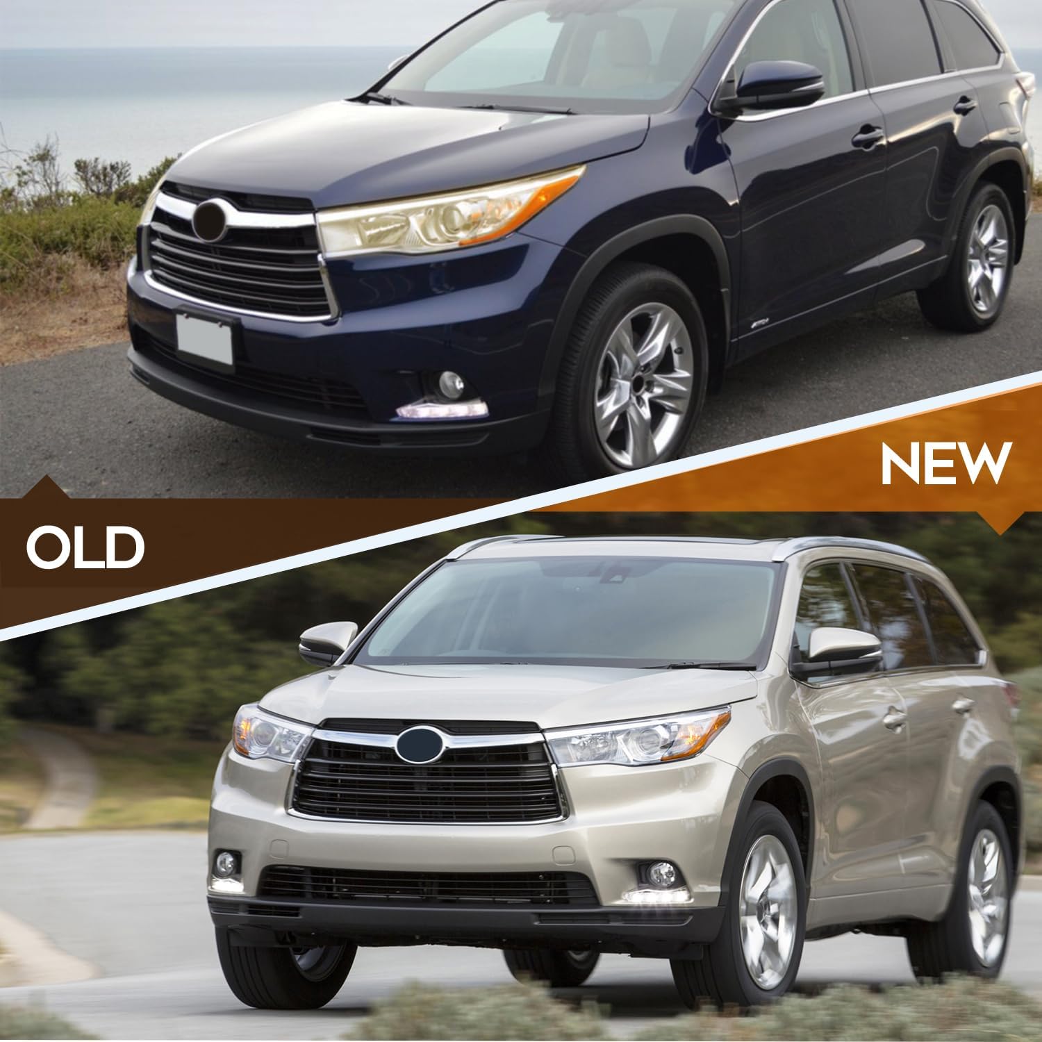 Headlight assembly fit 2014-2016 for Toyota Highlander Chrome Housing clear lens Driver and Passenger Side 81170-0E180 81130-0E180