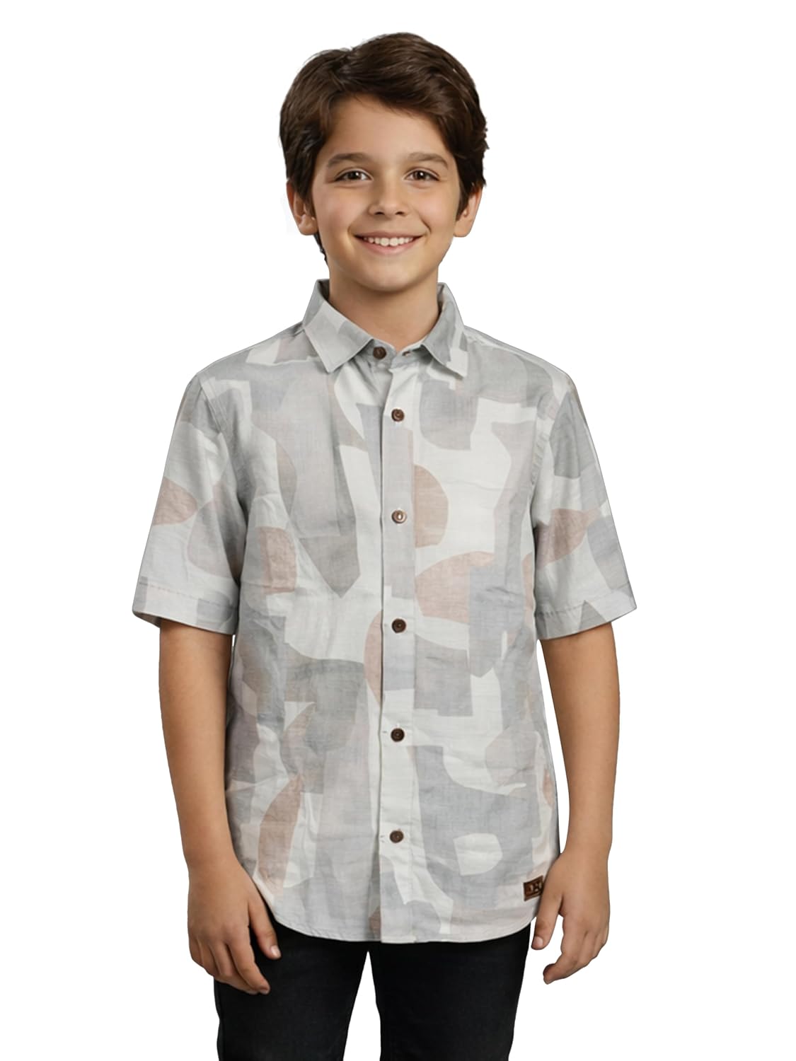 THE ROOT & RISE Boys Grey Abstract Printed Casual Shirt | Premium Cotton Half Sleeve | Stylish Regular Fit Kids & Teen Sum... - Review, Price and Buying Guide