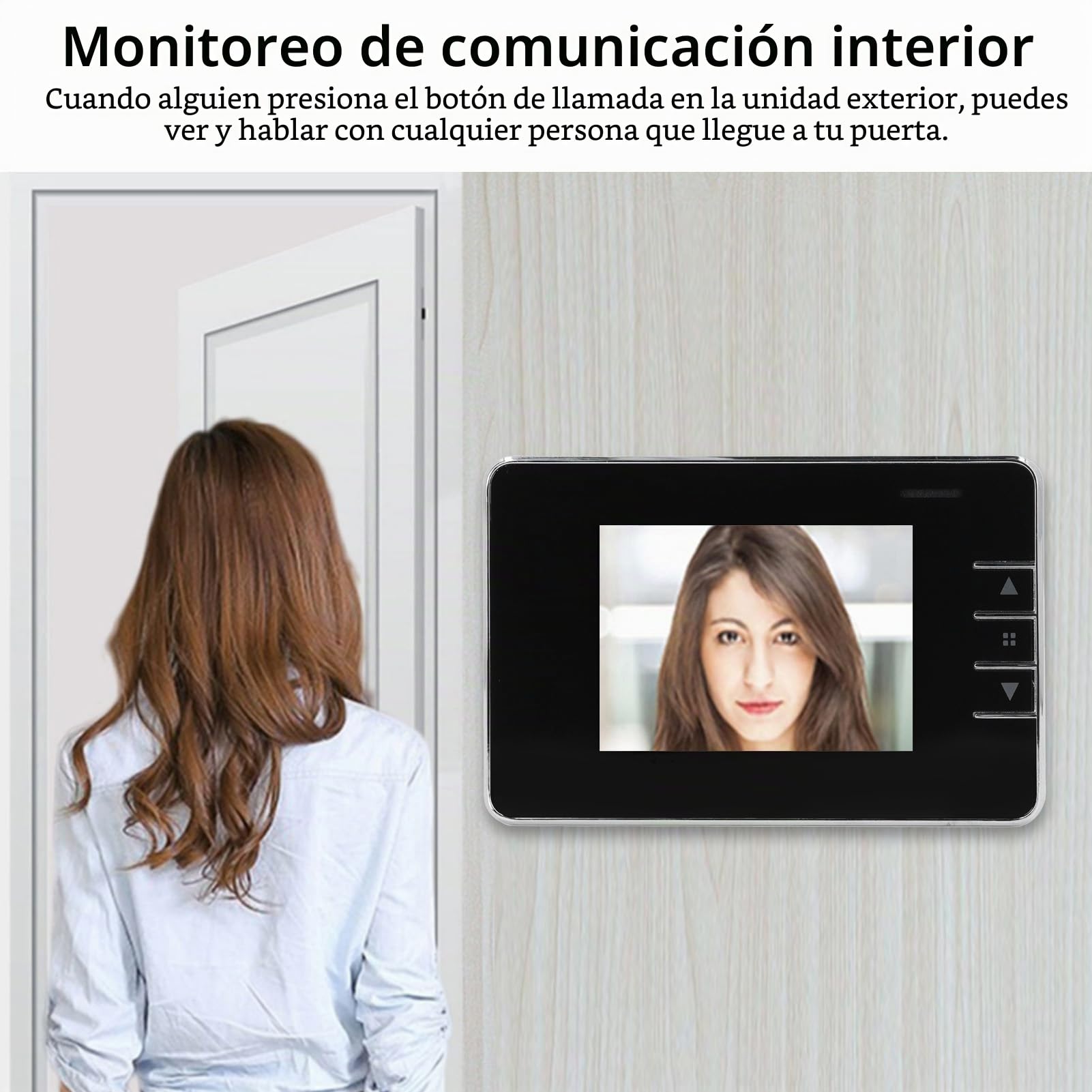 Cámara con Visor de Mirilla para Puerta, Timbre Visual Gran Angular 120°, Intercomunicador 2 Vías, Visión Nocturna HD, Monitor Interior con Batería Larga Duración, Material Premium