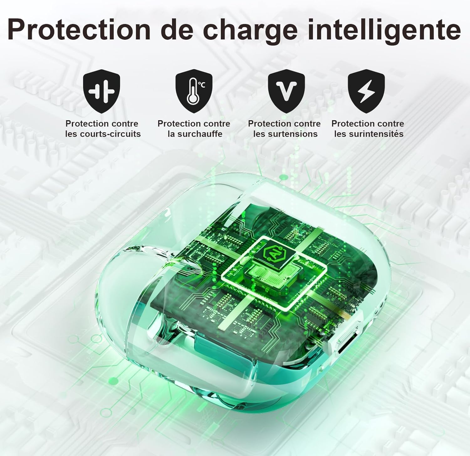 Étui de Chargement sans Fil Compatible AirPods 4, 450 mAh, Bluetooth
