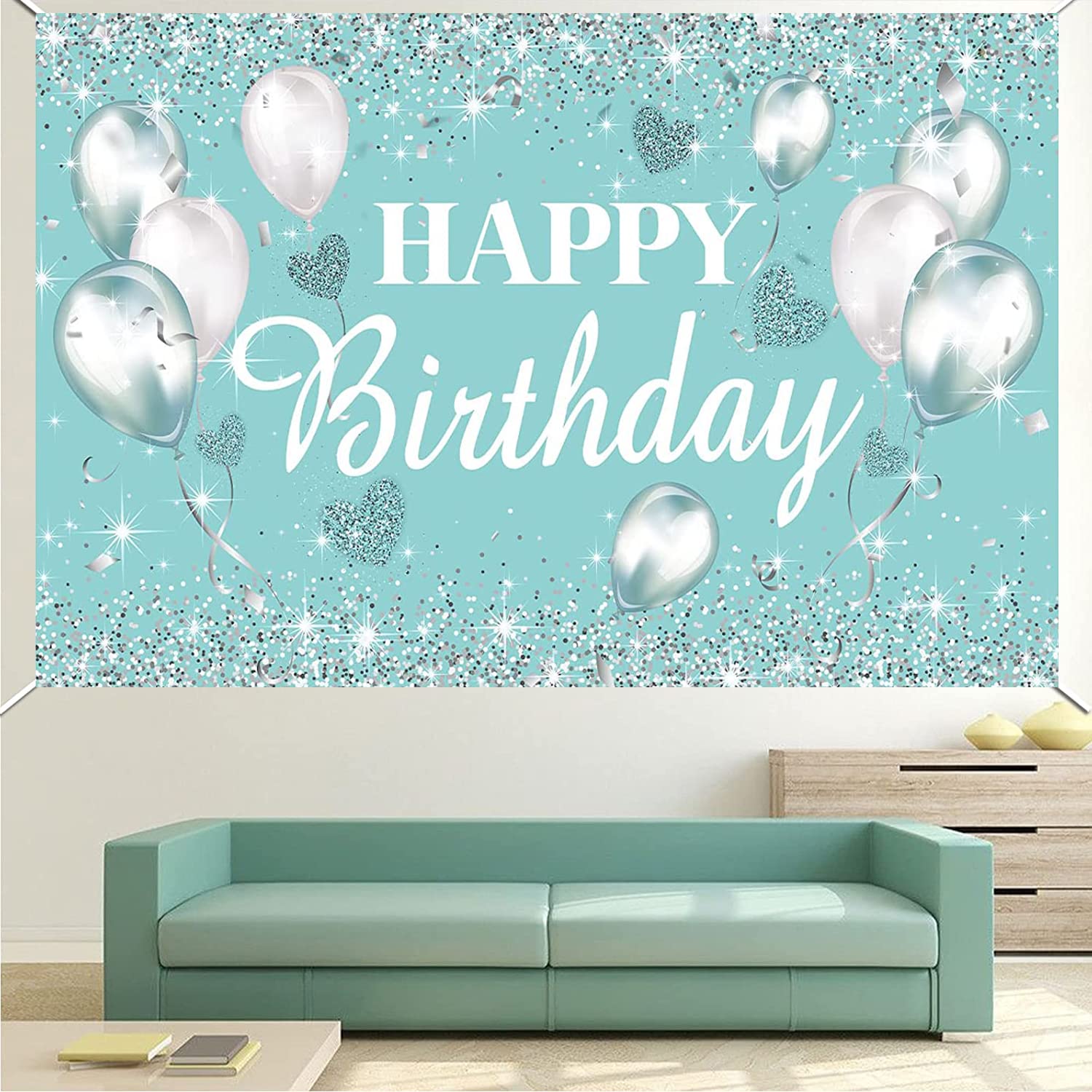 Geburtstag Party Dekoration Set – Blau-Silber Banner, Luftballons, Wimpel, Lametta Für Jungen/Männer