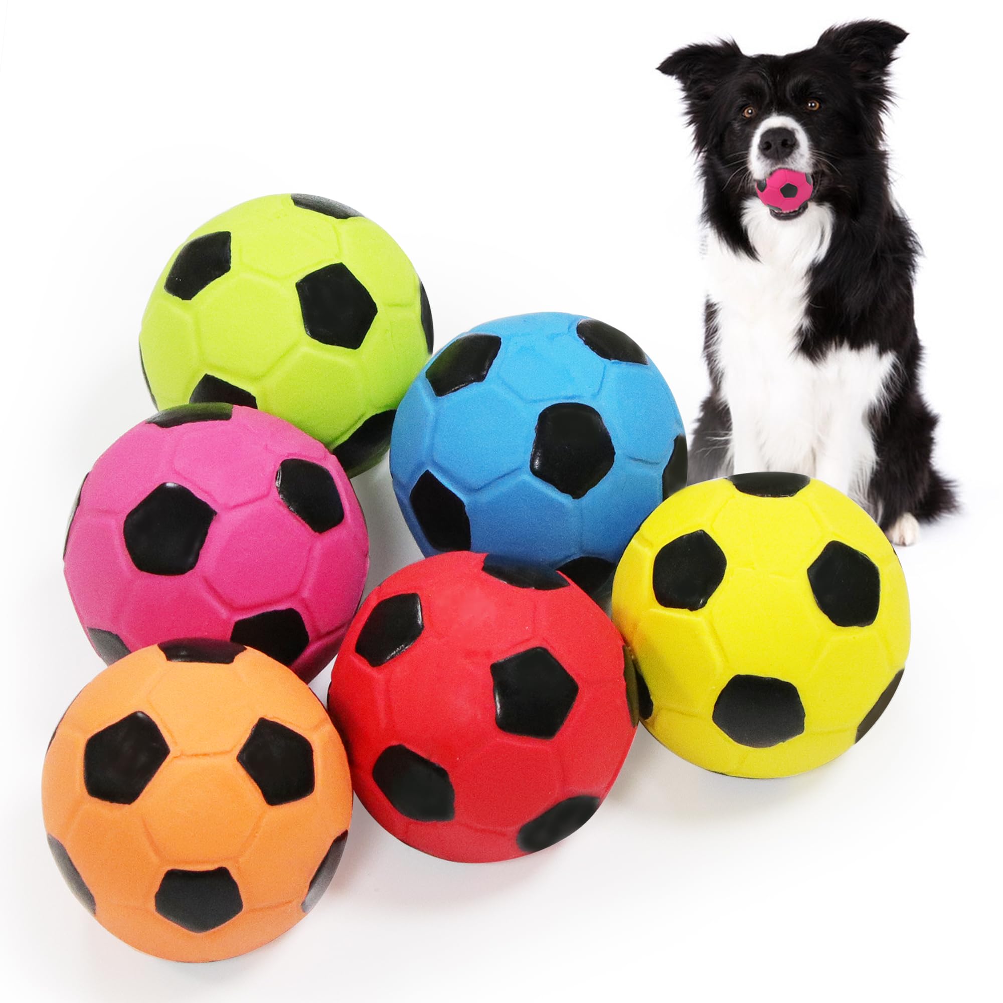 LLSPET Quietschbälle Für Hunde - 6 Stück Fußball-Design, Latex