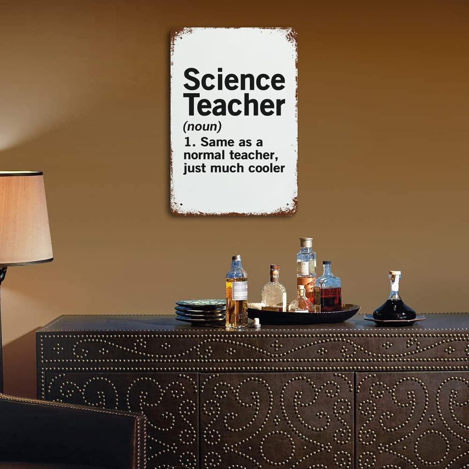 Inspirational Metal Sign Wall Art, Science Teacher Definition Tin Plaque Rustic Wall Decor Poster for Home Office Workplace, Gifts for Science Teacher Teacher's Day, 11.8"x7.9"