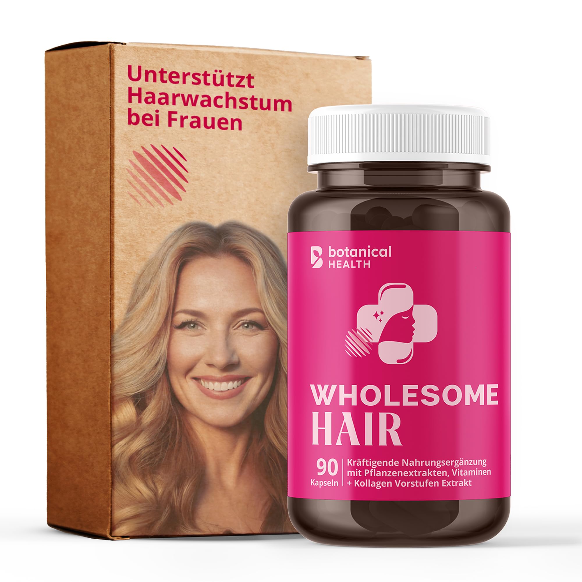 WHOLESOME HAIR für Frauen – entfessele dein natürliche Haarwachstum mit Biotin, Kupfer, Eisen, Zink, Vitamin C, Folsäure, Jod, Selen - 90 vegane Kapseln