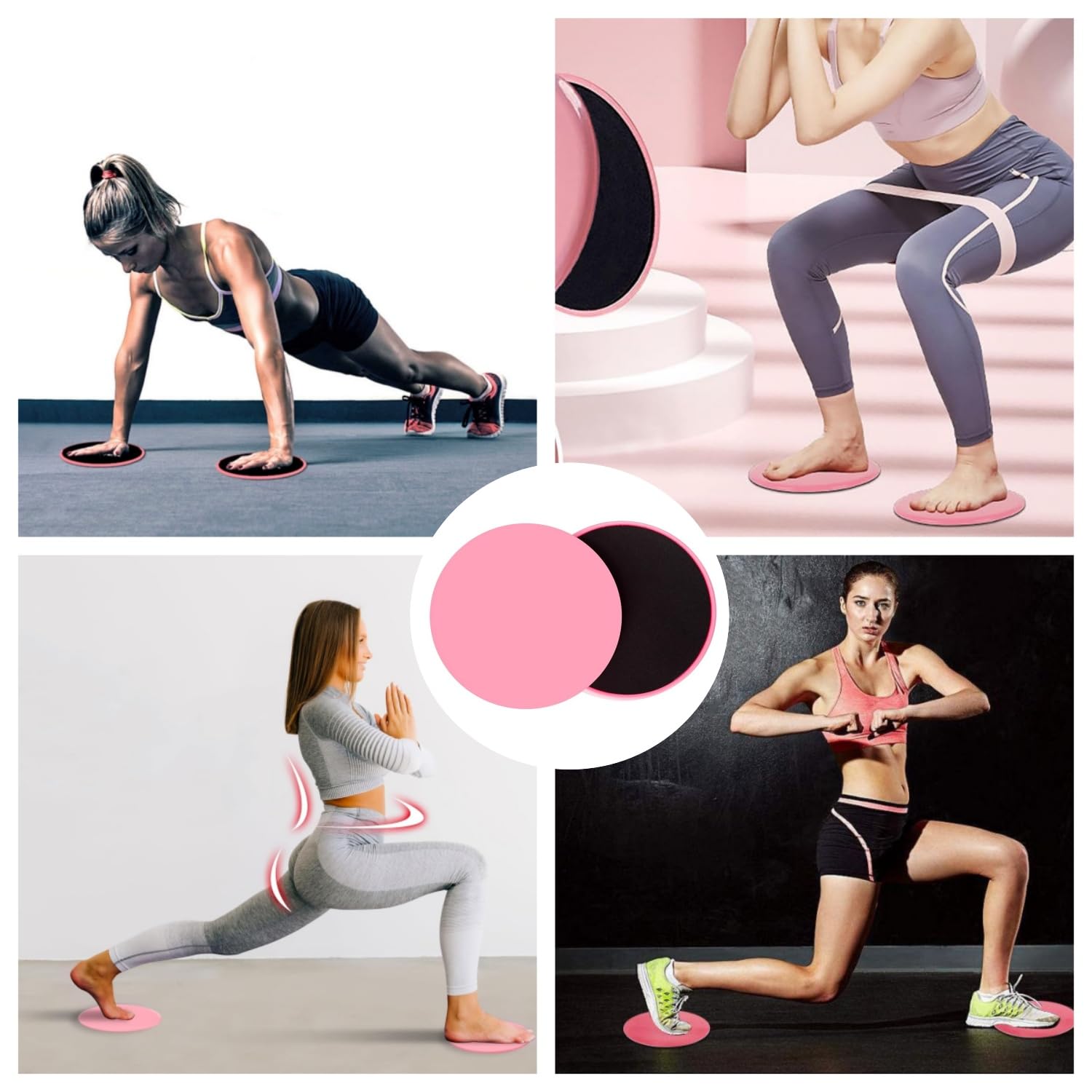 Sliders Fitness, 2PCS Dischi Scorrevoli Core Sliders Gliding Discs Doppia Faccia Dischi Fitness Per Palestra Rinforzo (Rosa)