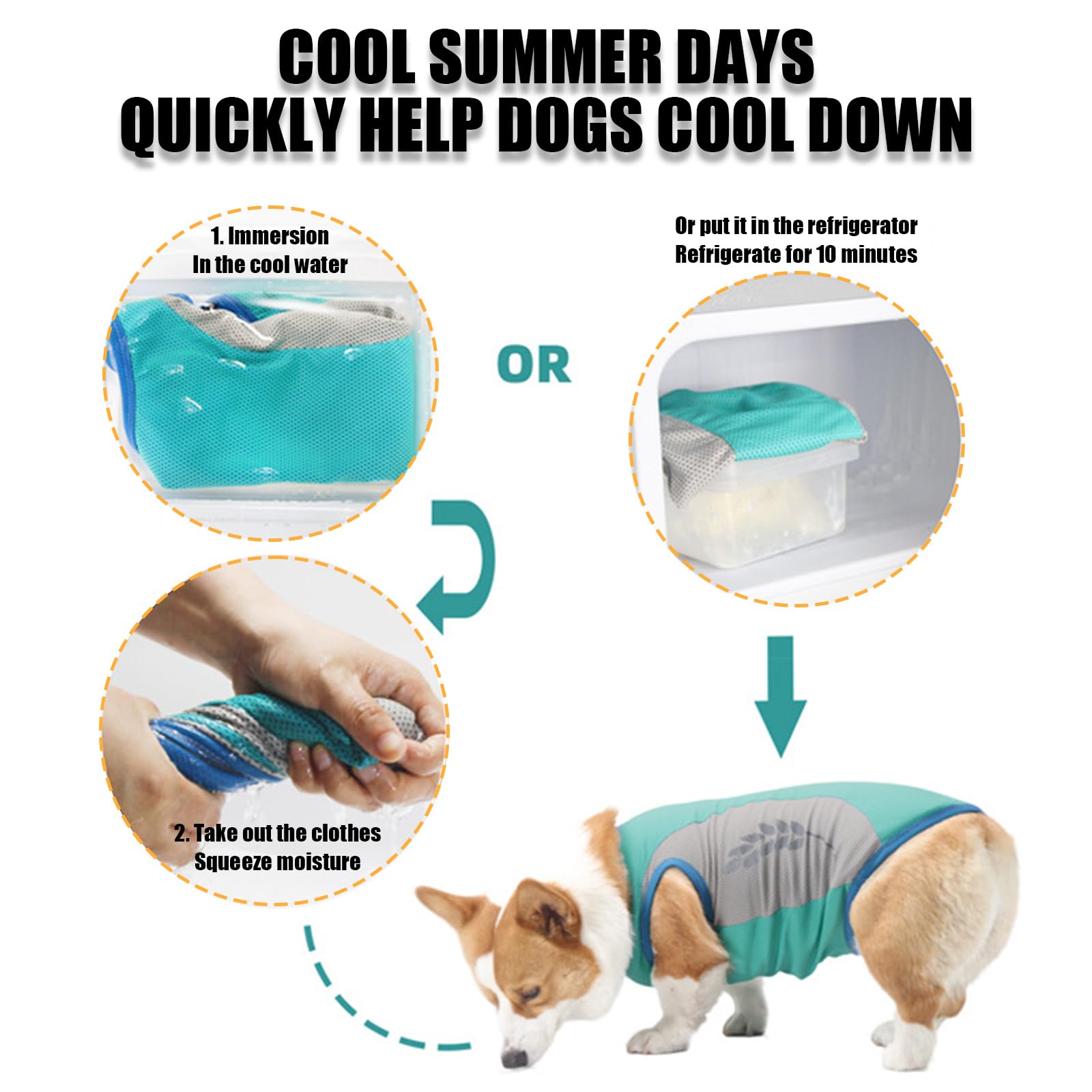 Dog Cooling Vest,1PC Breathable Mesh Dog Cooling Jacket Coat with Reflective Strip,Elastic Sun-proof Ice T-Shirt for Small Medium Large Dogs Outdoor Activities (Blue - Image 4