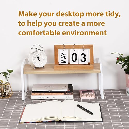 Miniatura 7 de YGYQZ Organizador de estante de escritorio de oficina de madera, suministros de escritorio, bonito estante de almacenamiento y decoración de