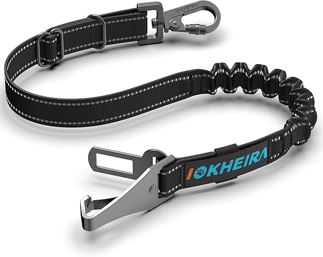 IOKHEIRA Hunde Sicherheitsgurt für Auto, Hundegurt fürs Auto Sicherheitsgeschirr Einstellbarer mit Universalstecker & Befestigung der Verriegelungsstange (Mitternacht) product image