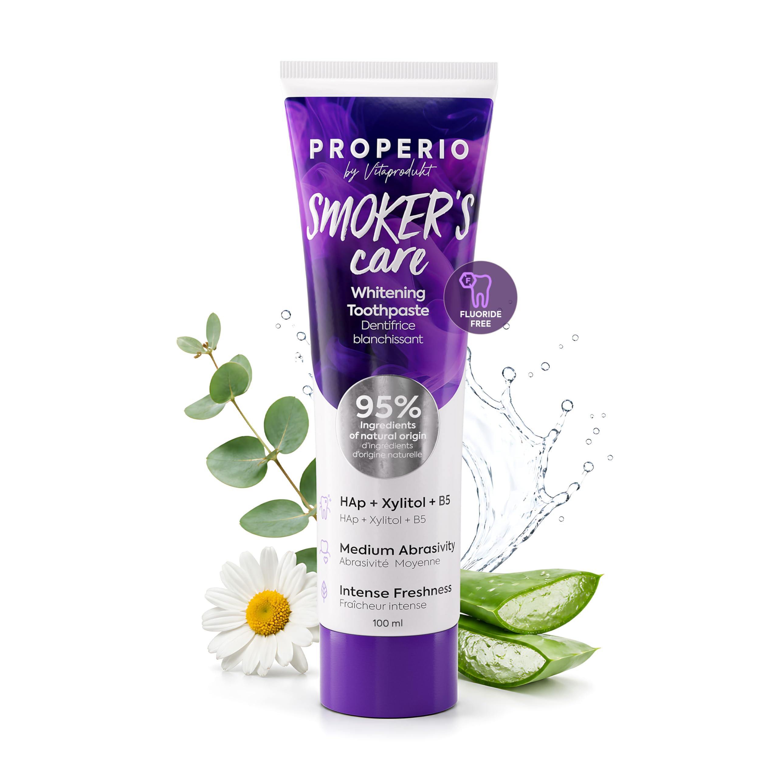PROPERIO SMOKER'S Care - Fluoride-Free Whitening Smokers Toothpaste, 4.0 oz | Hydroxyapatite Toothpaste for Tobacco and Coffee Surface Stains, Vape