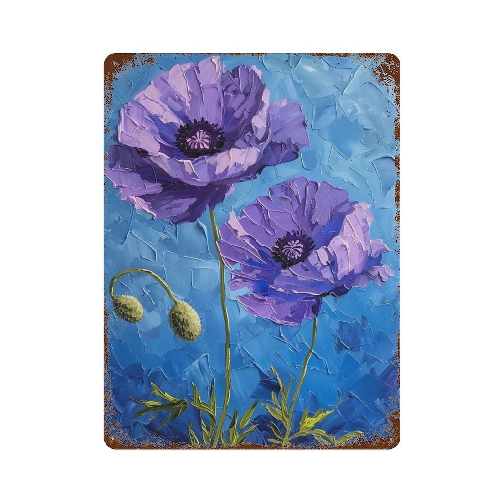 HDURYEYRYY Purple Flower 01 Wall Retro Iron Vintage Art Metal Tin Sign Poster Modern Home Cofffee Club Art Bar Shop Decor 40x30cm