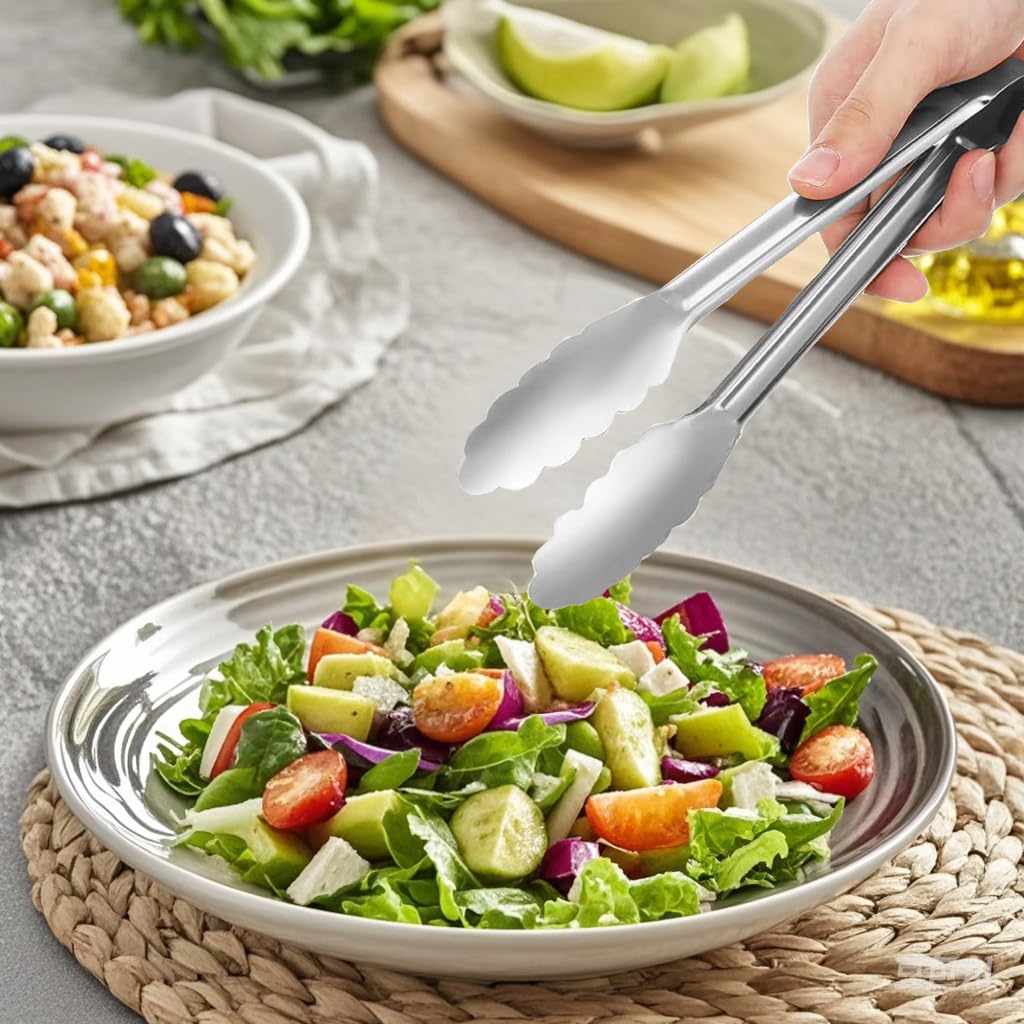 Edelstahl-Servierzangen, vergoldet oder versilbert, 22,9 cm, robust, langlebig, Grillklemmen, Design für Hochzeiten, Partys, Bankette, Buffets, Familienfeiern, Küche, Kochen, Servieren, Clip, 6 Stück