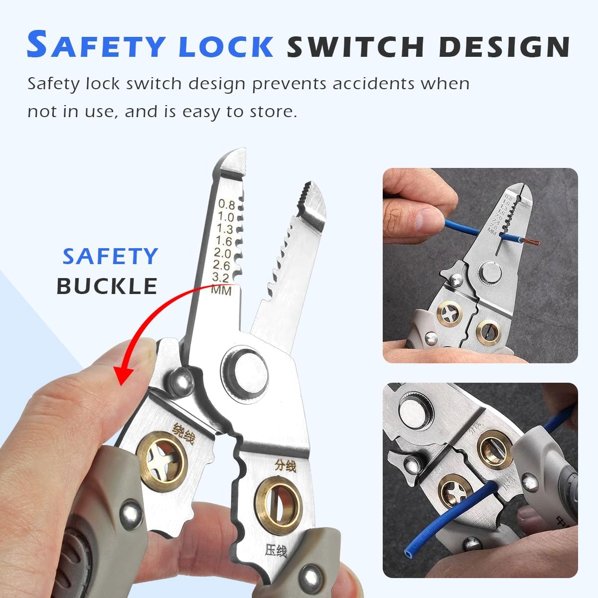 Evilia Ecom Special Wire Stripper for Electrician, 6 in 1 Multifunction Wire Pliers Tool for Electric Cable Stripping Cutting Cable Stripper and Crimping (Grey) 1