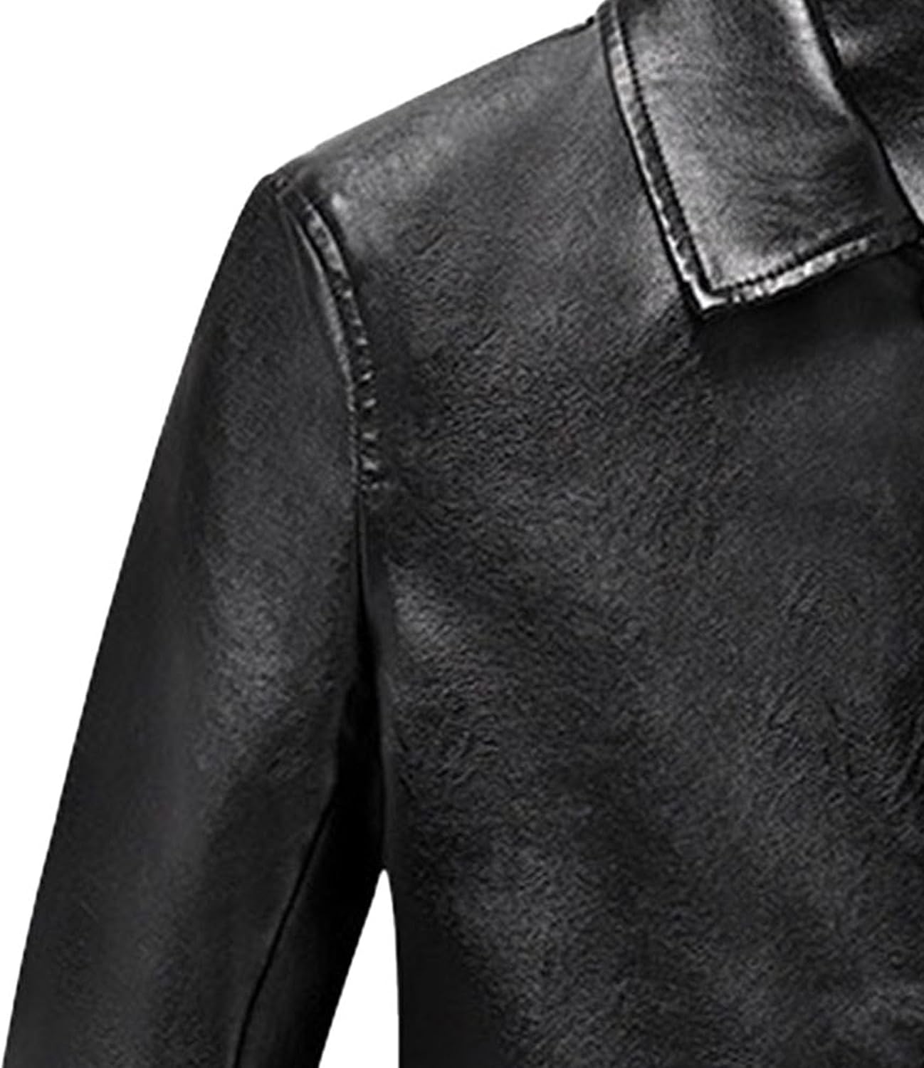 Men's Faux Leather Windbreaker Bomber Jacket Lightweight Vintage Long Sleeve Fashion Leather Coats
