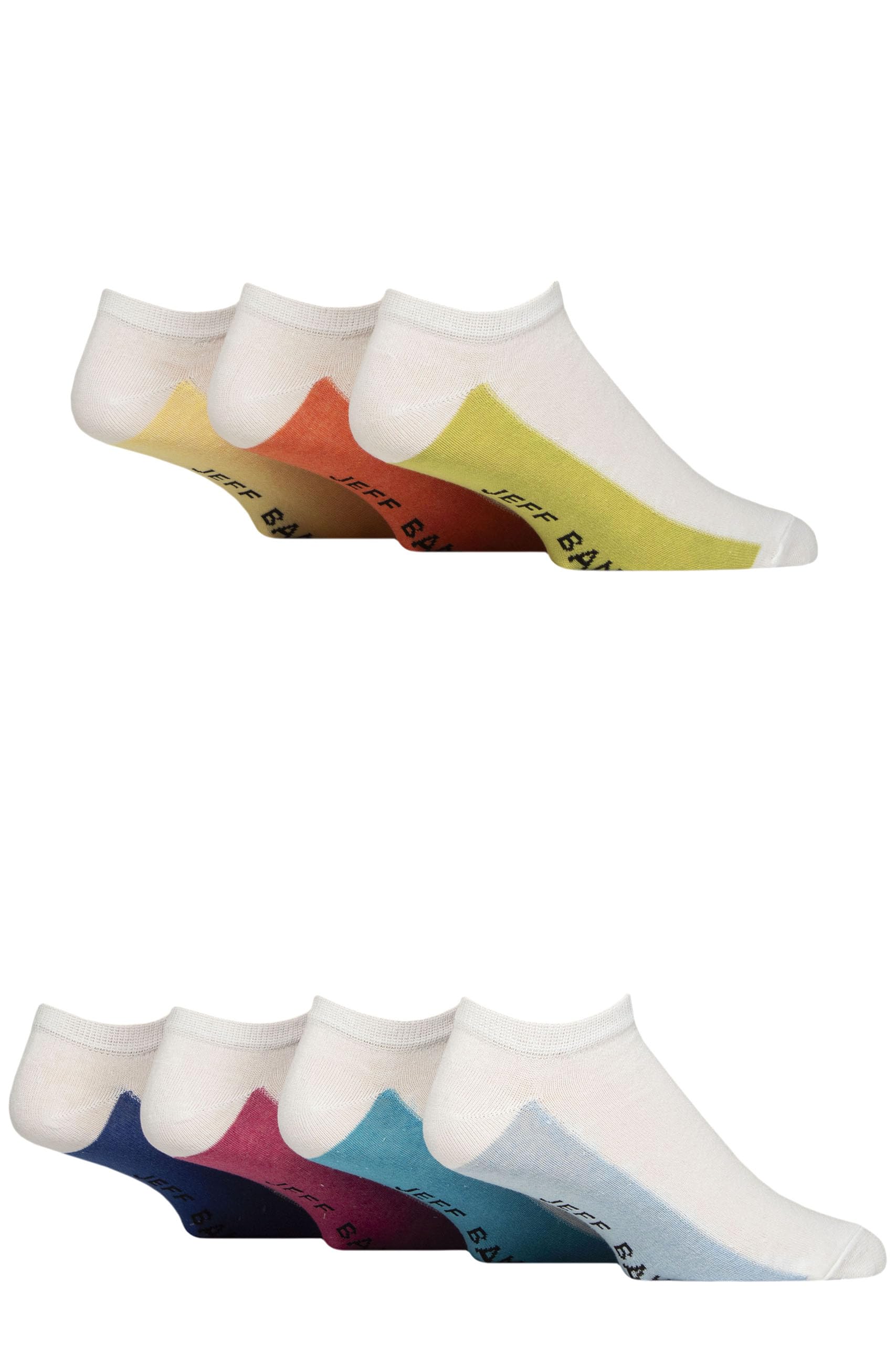 Jeff Banks Men's Sole Whites Recycled Cotton Patterned Trainer Socks Pack Of 7 (Uk, Numeric, 7, 11, Regular, Regular, )