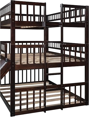 Miniatura 123 de Litera triple de metal, tamaño matrimonial XL sobre individual XL sobre tamaño Queen, elegante base de cama triple con seguridad garantizada para