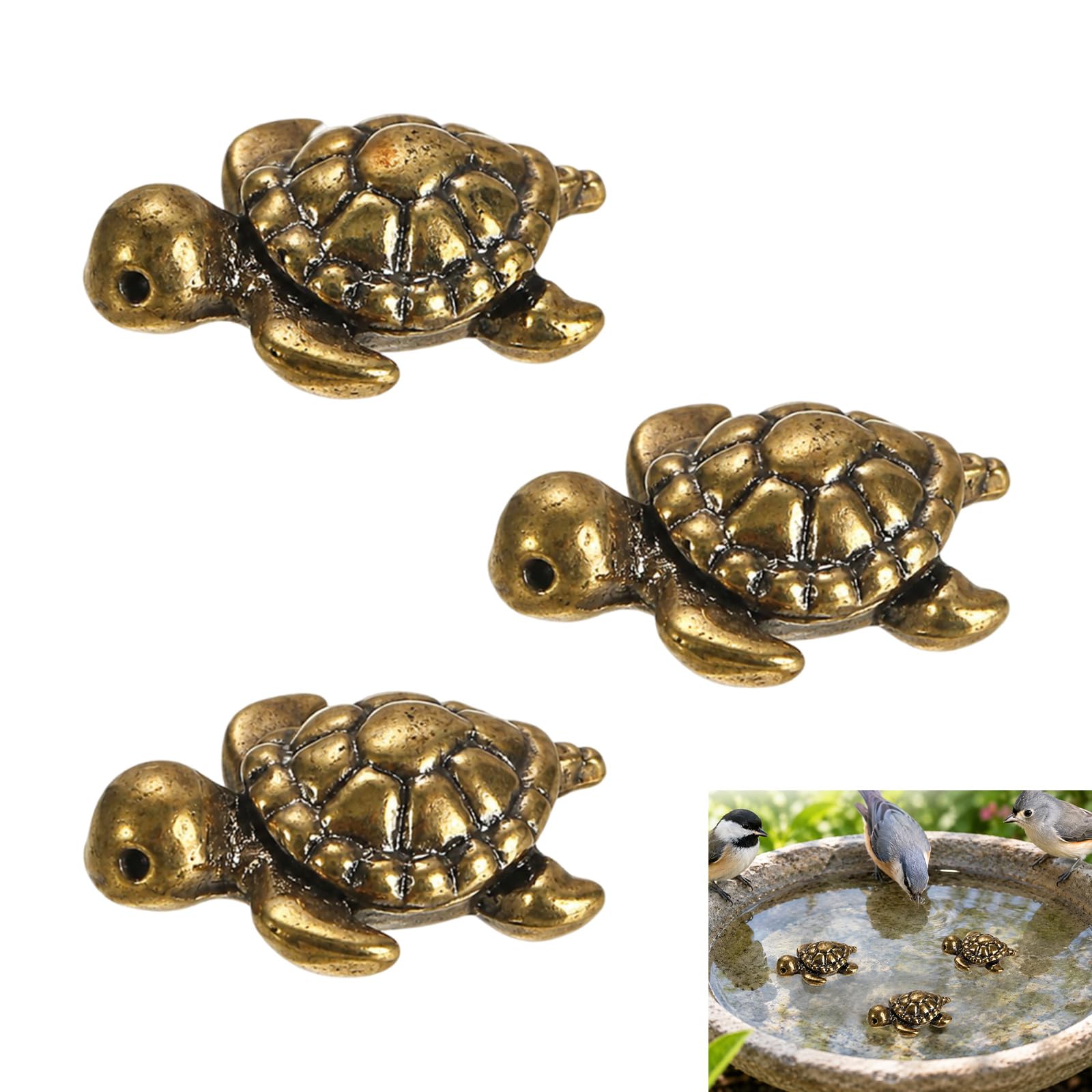 Mistillion 3-Pack Bird Bath Copper Disks, Brass Cleaning Ornaments, Mini Water Purification Discs for Outdoor Birdbaths & Garden Bowl Decor