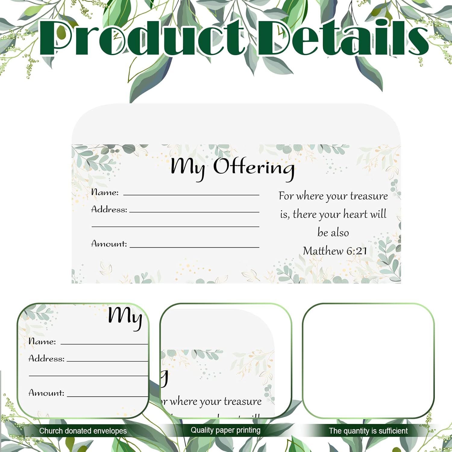 Eaasty 500 Pcs Church Offering Envelope My Offering Bill Size Envelope Tithe Checks and Cash Church Communion Supplies for Donations Christian Religious Occasions