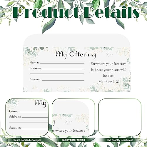 Miniatura 3 de Eaasty 500 sobres de ofrenda de iglesia para ofrendas, tamaño de billete, sobre de diezmos y dinero en efectivo, suministros para donaciones para