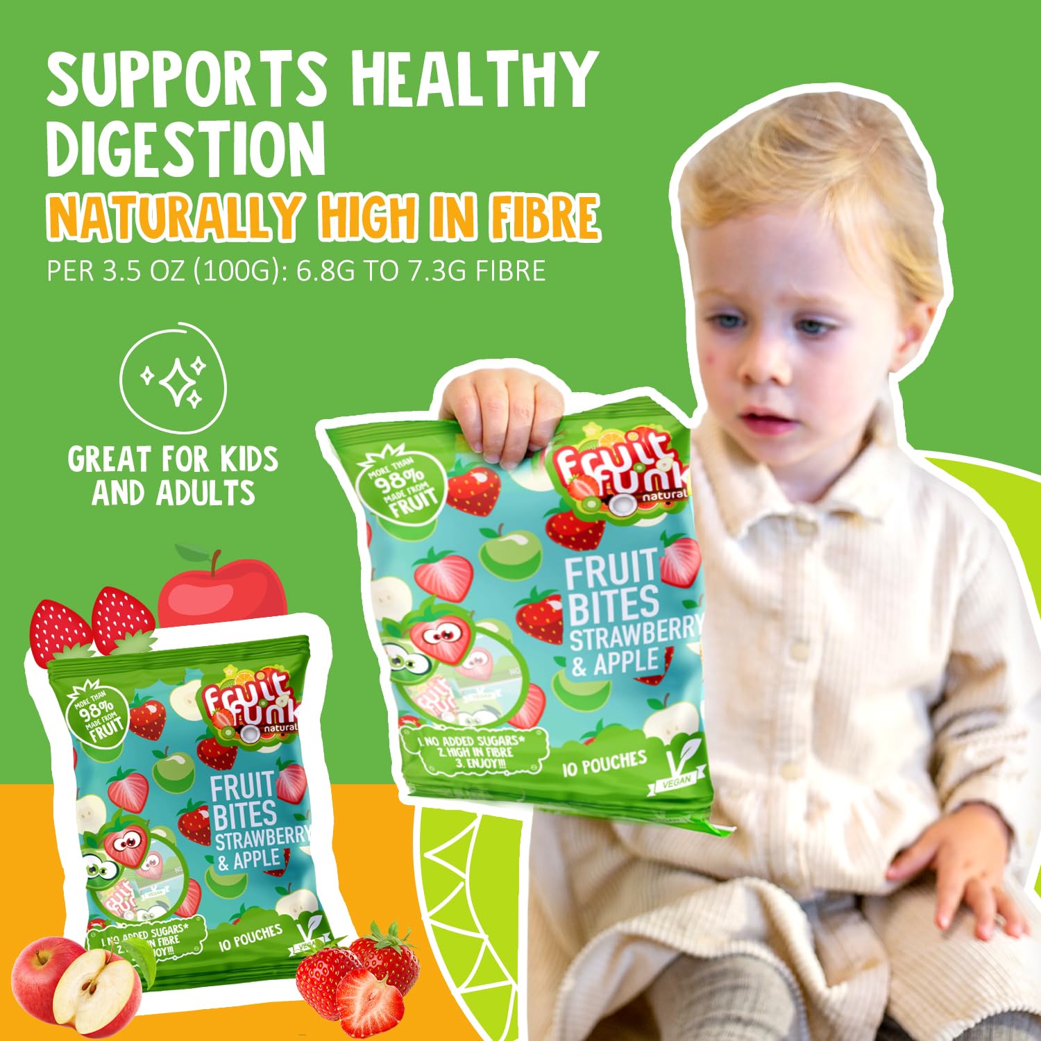 FRUITFUNK Fruit Snacks Bulk Bites | Multibag | Low Sugar Healthy Dessert for Kids | Natural Fruit Snacks | Made from Real Fruit | High Fiber | Vegan | Allergen Free |Harvest Snacks- 80 Pack