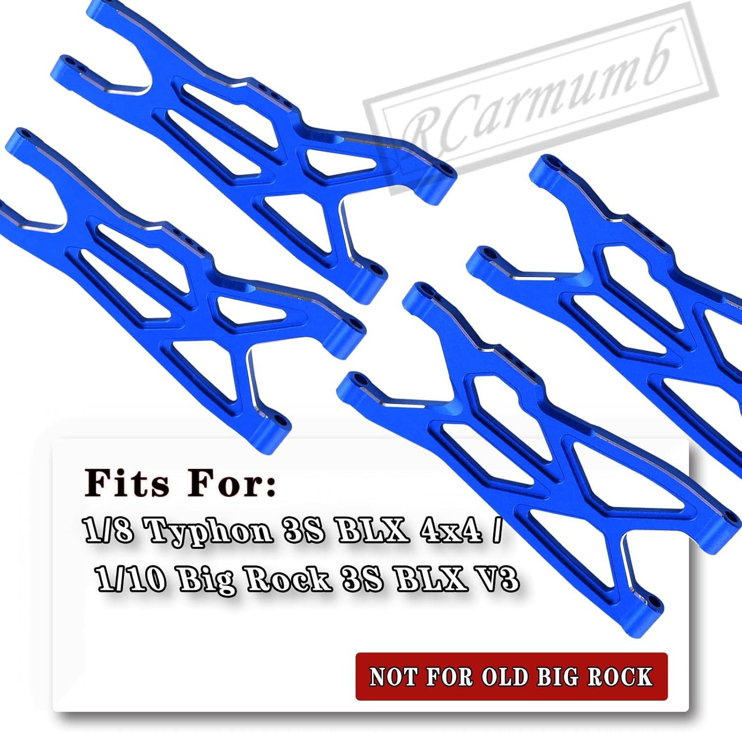 Suspension A Arms Upgrades Part for Arrma 1/8 Typhon 3S BLX 4x4, 1/10 Big Rock 3S BLX V3,4-Pack Aluminum Front Rear RC Swings Arms Hop Ups,Replace Part#AR330543 AR330540,Navy Blue