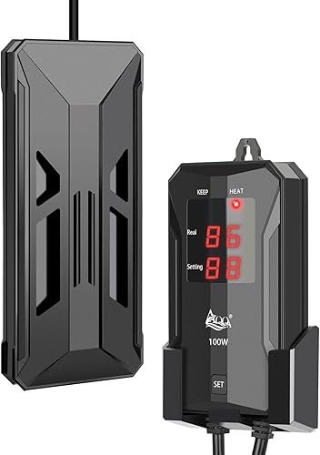 AQQA Calentador de acuario, calentador sumergible de acero inoxidable 316 de 100 W, calentamiento rápido de 59  a 93 , protección de seguridad a