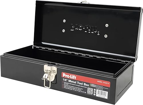 Miniatura 9 de Pro-Lift Caja de herramientas de acero  Caja de herramientas de metal de 14 pulgadas portátil con asa  Cierre de pestillo de metal resistente, caja