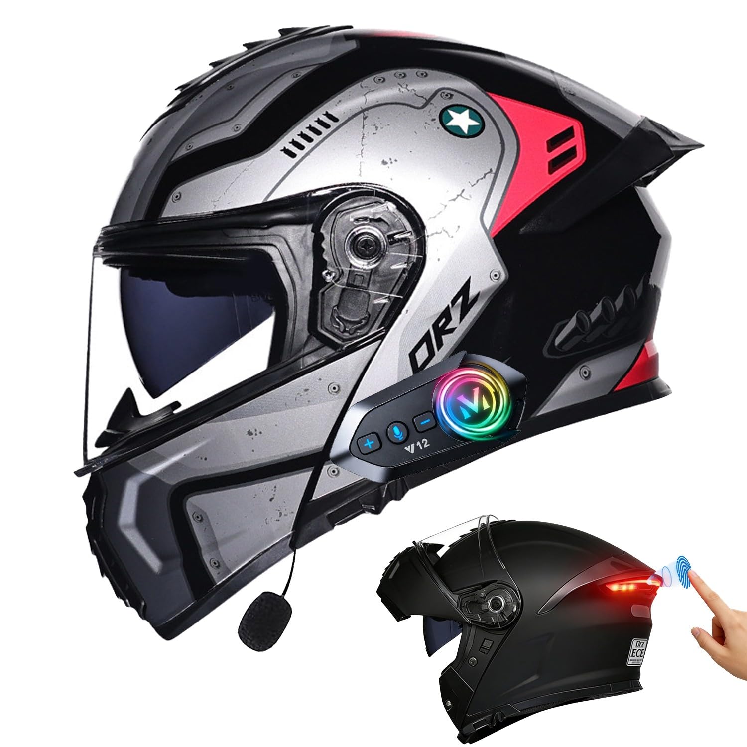 Casco modular con Bluetooth y luz LED trasera integrada para máxima seguridad nocturna 8