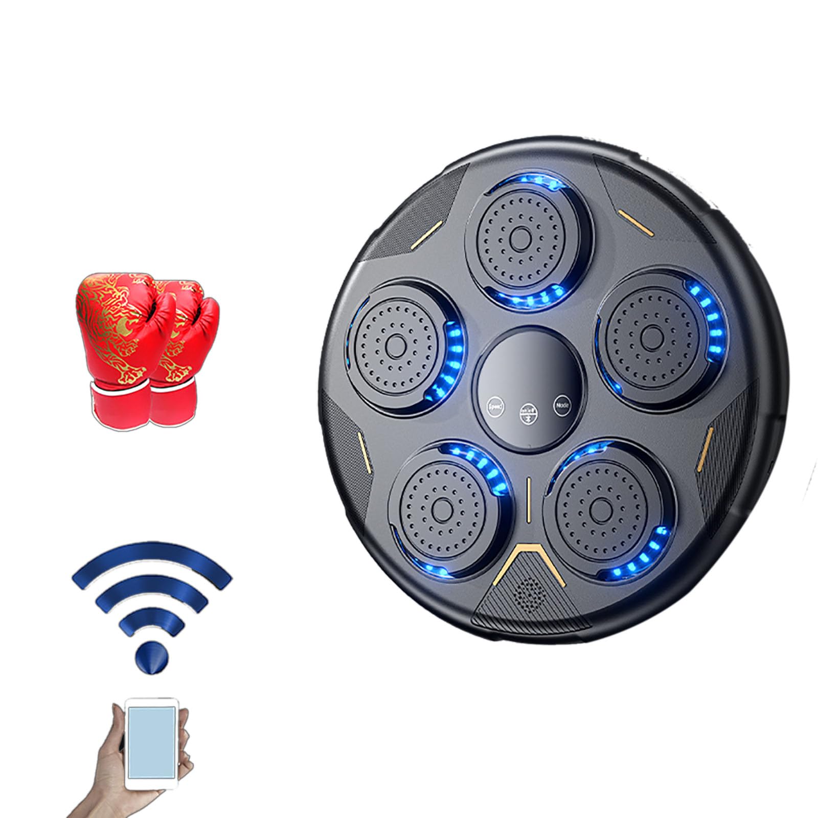 Maszyna bokserska, montowane na ścianie podkładki treningowe z obsługą Bluetooth, w zestawie rękawice bokserskie do efektywnych treningów, idealne do fitnessu w domu