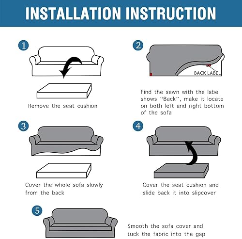 Miniatura 7 de H.VERSAILTEX Fundas protectoras para sillón de hasta 47 pulgadas de ancho de sillón de hasta 47 pulgadas, fundas protectoras para sillón de hasta 47