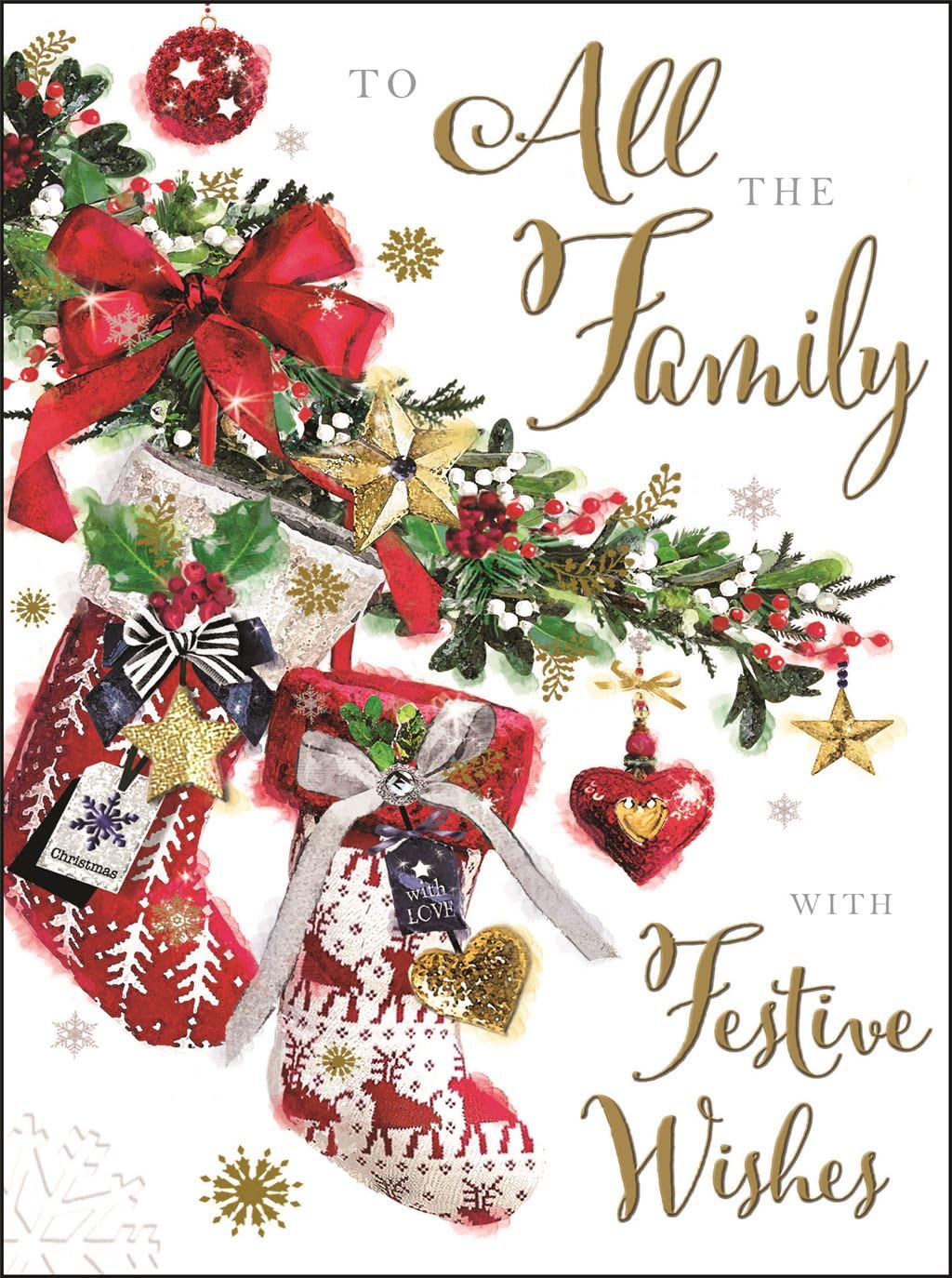 Jonny Javelin Weihnachtskarte – „All The Family“, Mit Kuckucksuhr, Rotkehlchen & Goldfolie