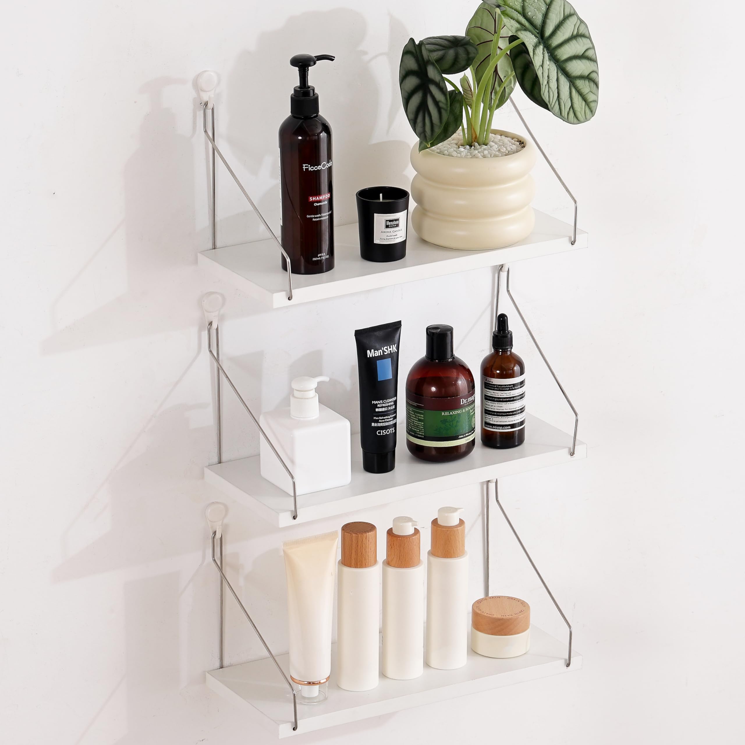 Amazon.com: MOOCSIC No Drill Floating Shelves for Bathroom 14X6 Inch ...