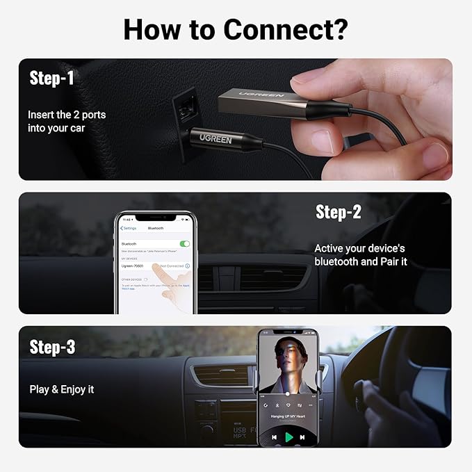 Receptor Bluetooth Aux UGREEN 3.5mm Adaptador para Coche miniatura 8