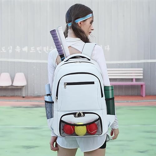 Miniatura 7 de Mochila de tenis para mujeres y hombres, bolsa de tenis con capacidad para 2 raquetas, calabaza de bádminton, pelotas de paletas de pickleball