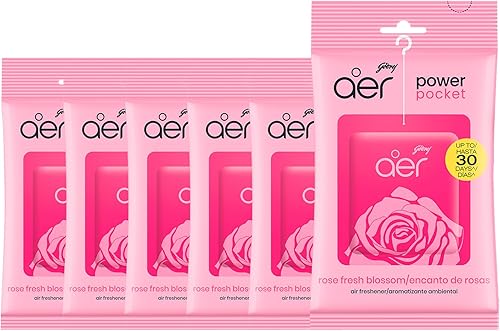 Godrej Aer Power Pocket - Fragancia de baño, flor fresca, 0.35 oz (paquete de 6)