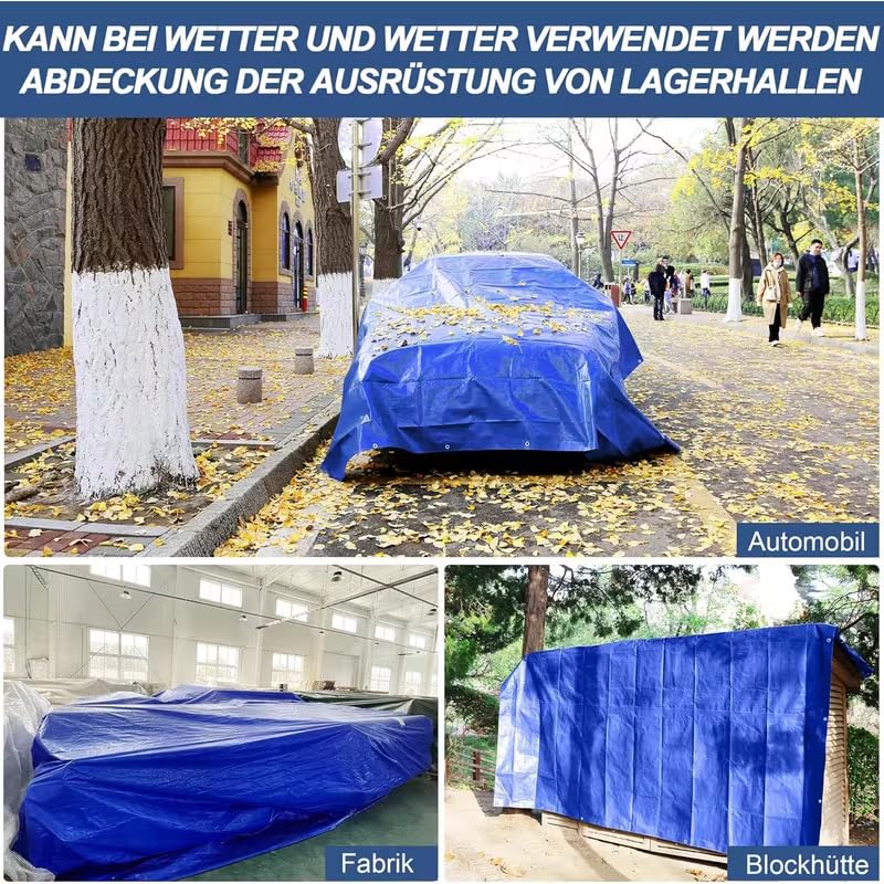 MORE FREE - Lona Impermeable Azul 70g/m² – Polipropileno y Polietileno, Resistente al Moho, con Ojales de Aluminio, Ideal para jardín, Coche y Muebles (5X6M)