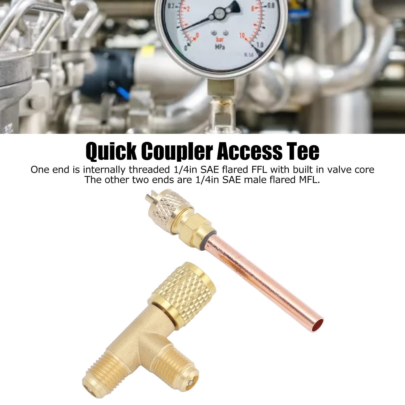 Adaptateur En T Pour Noyau De Valve 1/4” – Laiton, Avec Clapet Anti-retour, Pour Jauges R22 R12 R134