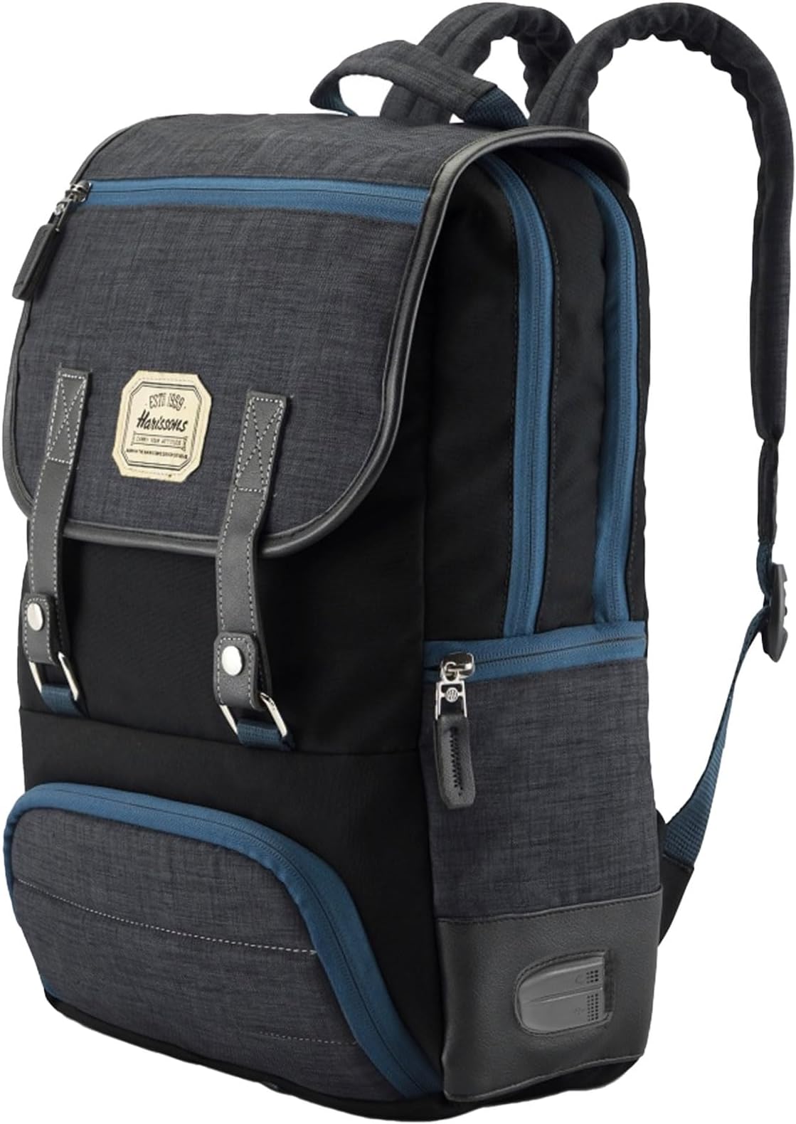 HARISSONS Dexter Vintage Vegan Leather Laptop Backpack | 25L | Fits 14” Laptop | USB Port, Gadget Organizer, Slim Build with Top Flap Closure | Work, College & Daily Use