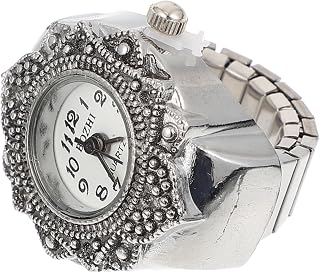 1Pc Relógio Masculino Anéis Femininos Relógio Vintage Anel Relógio Mini Anel Relógio Anel Elástico Relógio De Dedo Para Homens Mulheres Elegante Senhorita Figura Branca Relógio