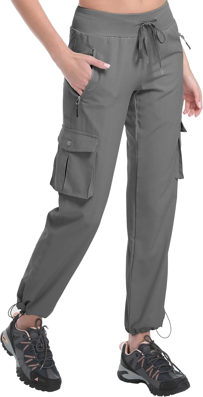 Women's Cargo Pants Lightweight Water Resistant Quick Dry Hiking Pants Travel Outdoor Work Joggers with 6 Pockets