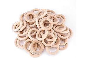 50 Pcs Teething Wooden Rings for Baby Teething, Untreated Unfinished Beech Wood...