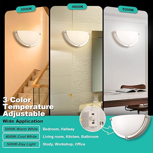 Miniatura 3 de Aplique de pared LED regulable de 13 pulgadas, lámpara de pared de media luna, temperatura de color ajustable de 3000 K4000 K5000 K, moderna lámpara