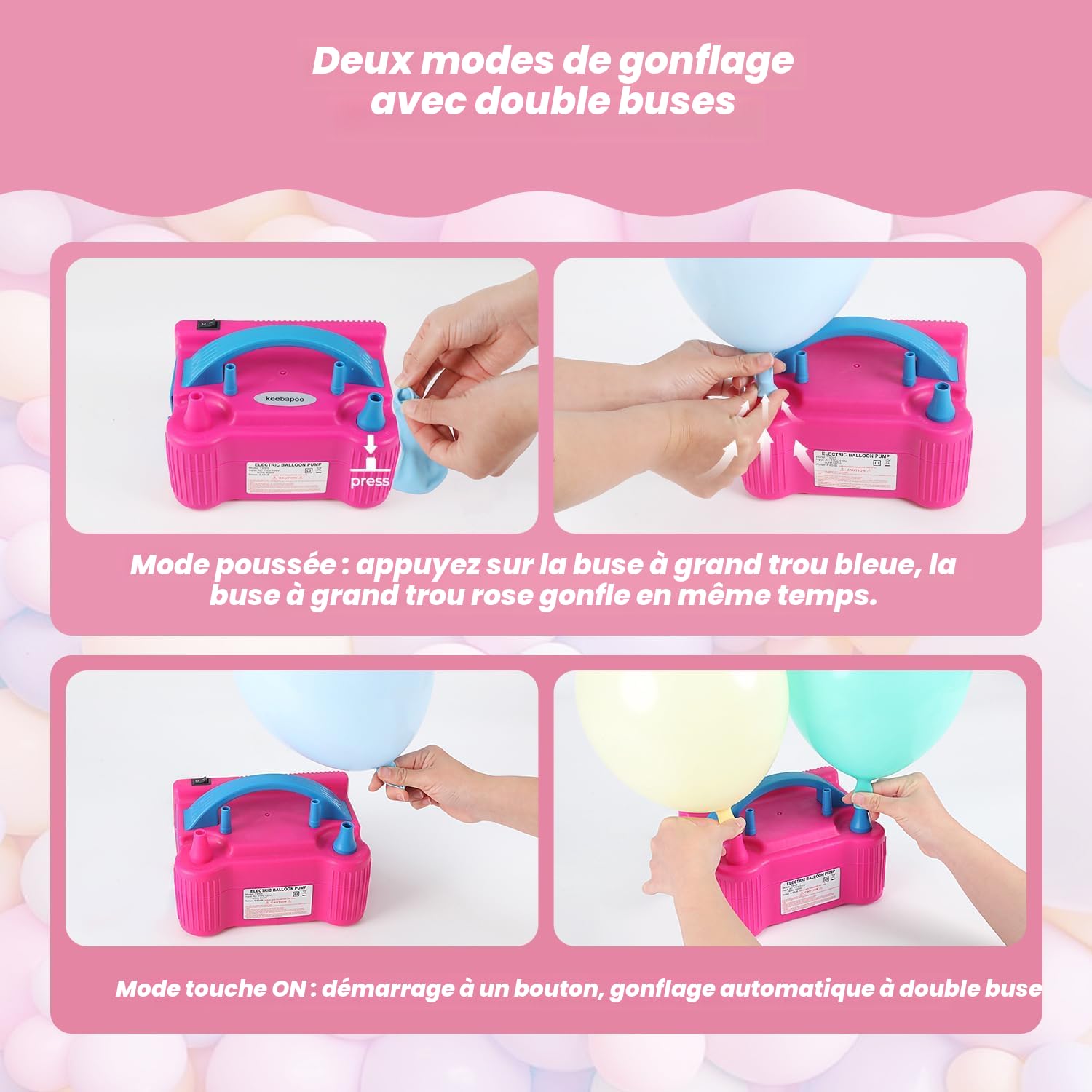 Deeplee Pompe à Ballon électrique Gonfleur à Ballon portatif Pompe à