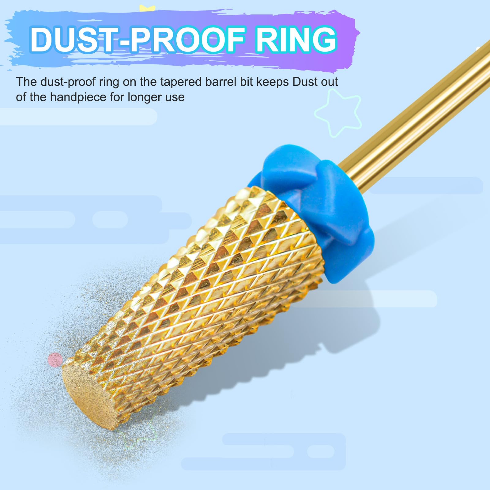 CGBE Fresas Torno para Uñas, 5 Piezas Brocas para Uñas Oro Profesional para Quitar Gel Acrílico Cutícula, 3/32 Pulgadas Broca Manicura Carburo de Tungsteno para Preparación de Uñas, Juego-B