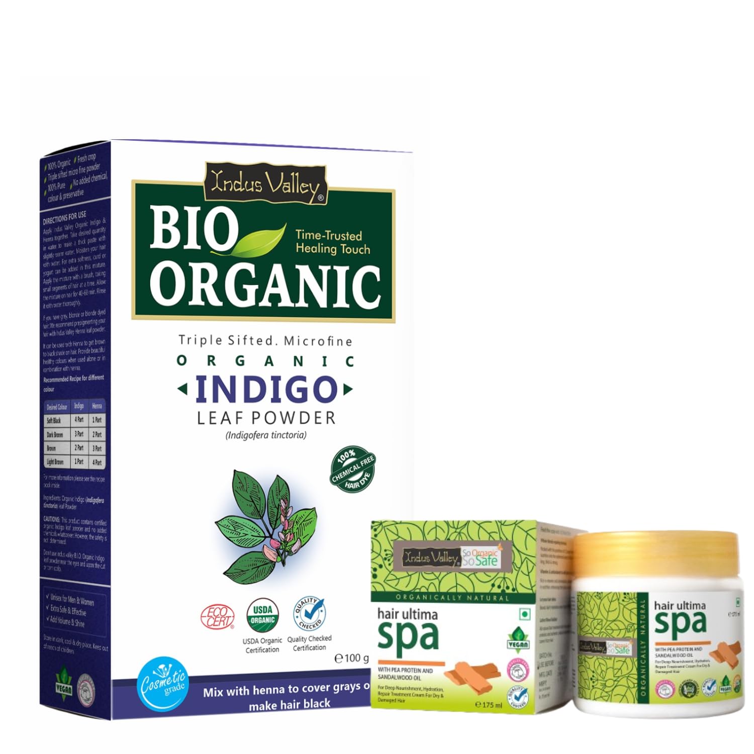 Indus Valley Bio Organic Indigo Powder & Ultima Spa Combo pack of 2 (175ml, 100g)-image-33