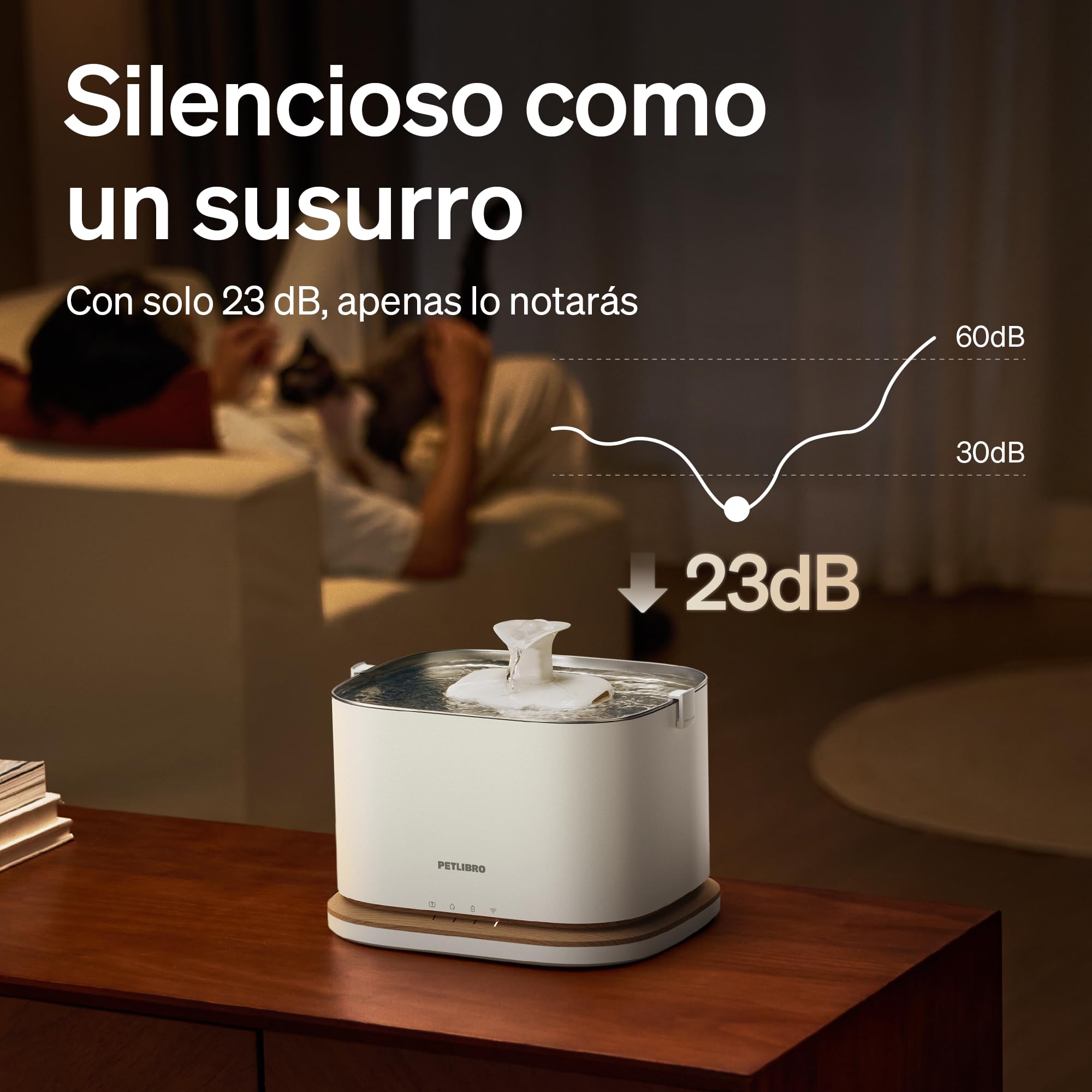 PETLIBRO Dockstream 2 Fuente Agua Gatos, Bebedero Automático App WiFi, 23dB Silencioso, Fácil Limpieza, 3L Acero Inoxidable, sin BPA — Batería 5000mAh Inalámbrico, Blanco
